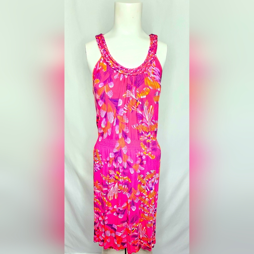 Spense High-Low Pink Patterned Sleeveless High-Low‎ Resort Dress Size L